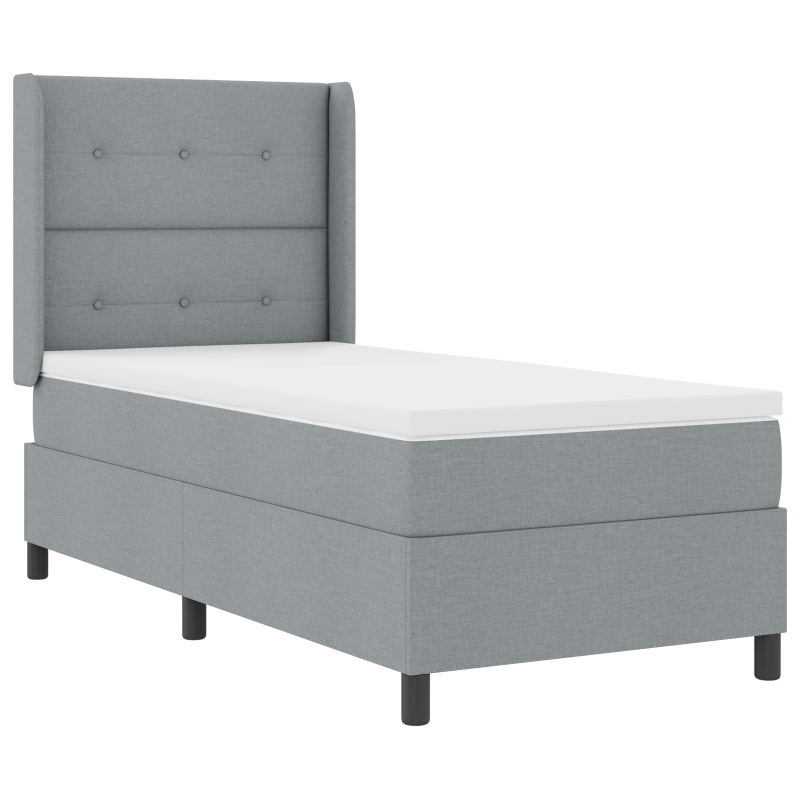 Boxspringbett mit Matratze und LED Licht Grau 100x200 cm Stoff