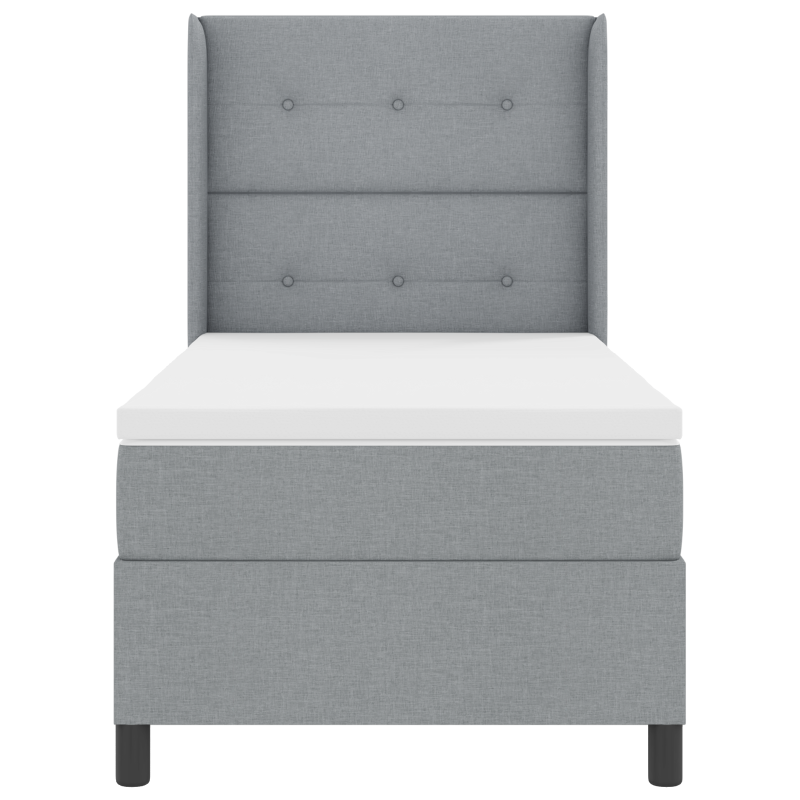 Boxspringbett mit Matratze und LED Licht Grau 100x200 cm Stoff