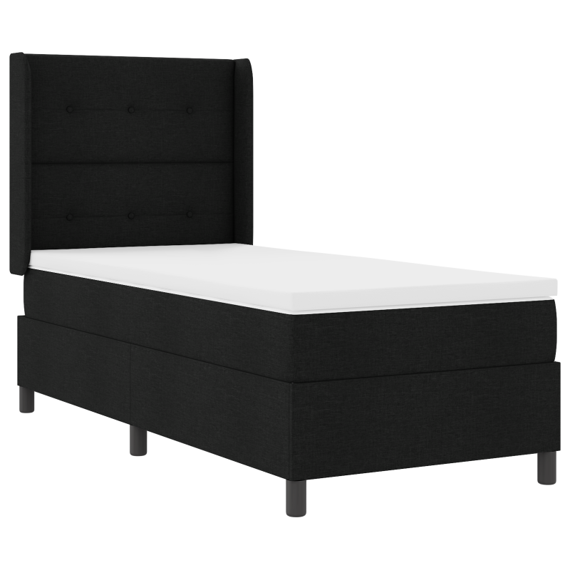 Boxspringbett mit Matratze und LED Schwarz 100x200 cm Stoff