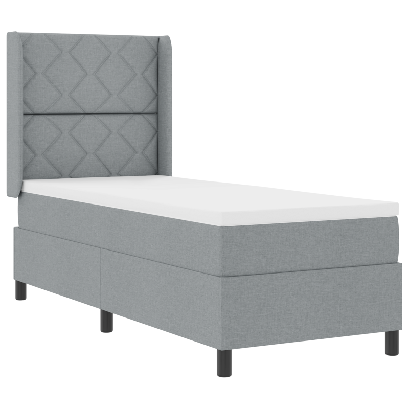 Boxspringbett mit Matratze & LED Licht Grau 90x190 cm Stoff
