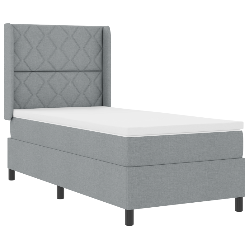 Boxspringbett mit Matratze & LED Licht Grau 90x200 cm Stoff