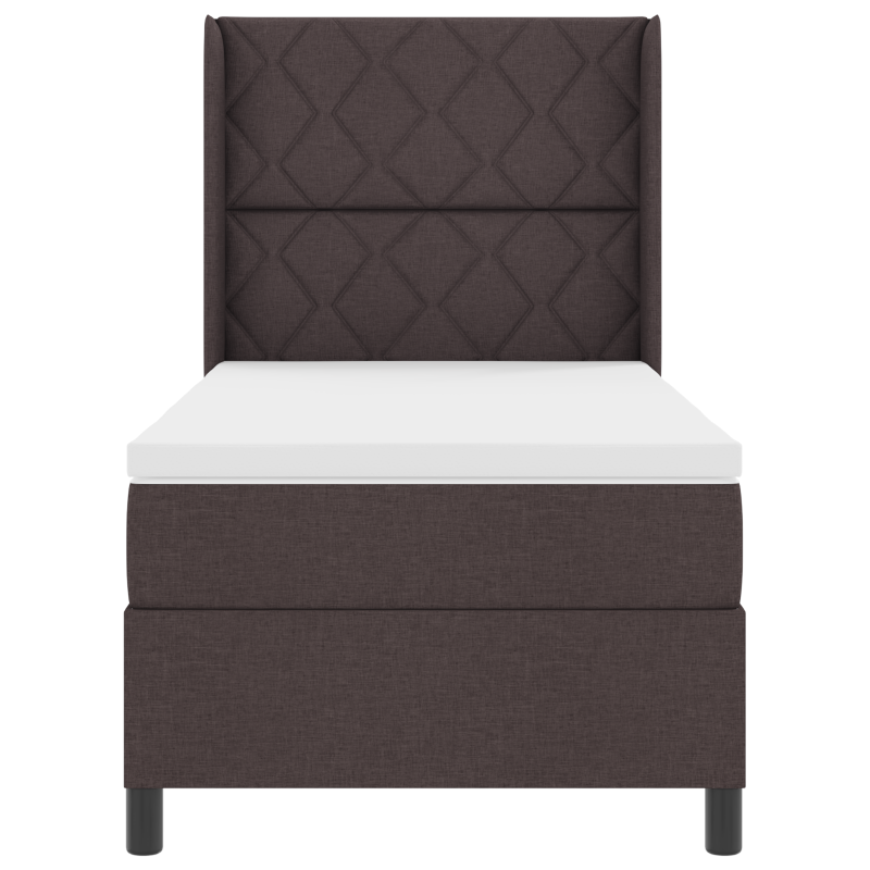 Boxspringbett mit Matratze & LED Dunkelbraun 90x200 cm Stoff