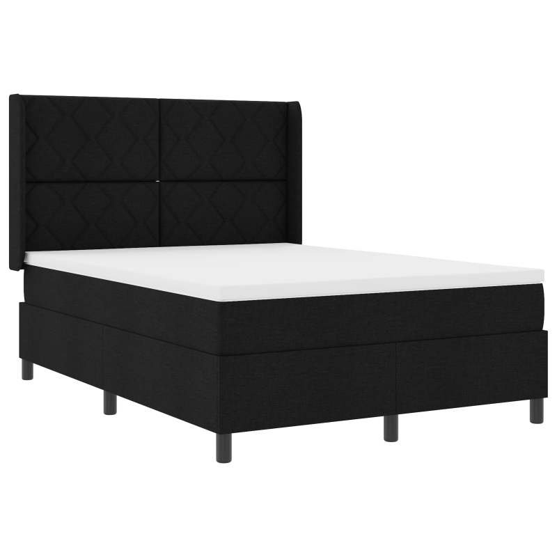 Boxspringbett mit Matratze & LED - Schwarz, 140x200 cm, Stoff