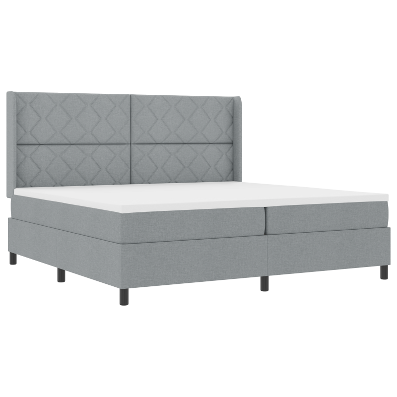 Boxspringbett mit Matratze & LED Licht Grau 200x200 cm Stoff
