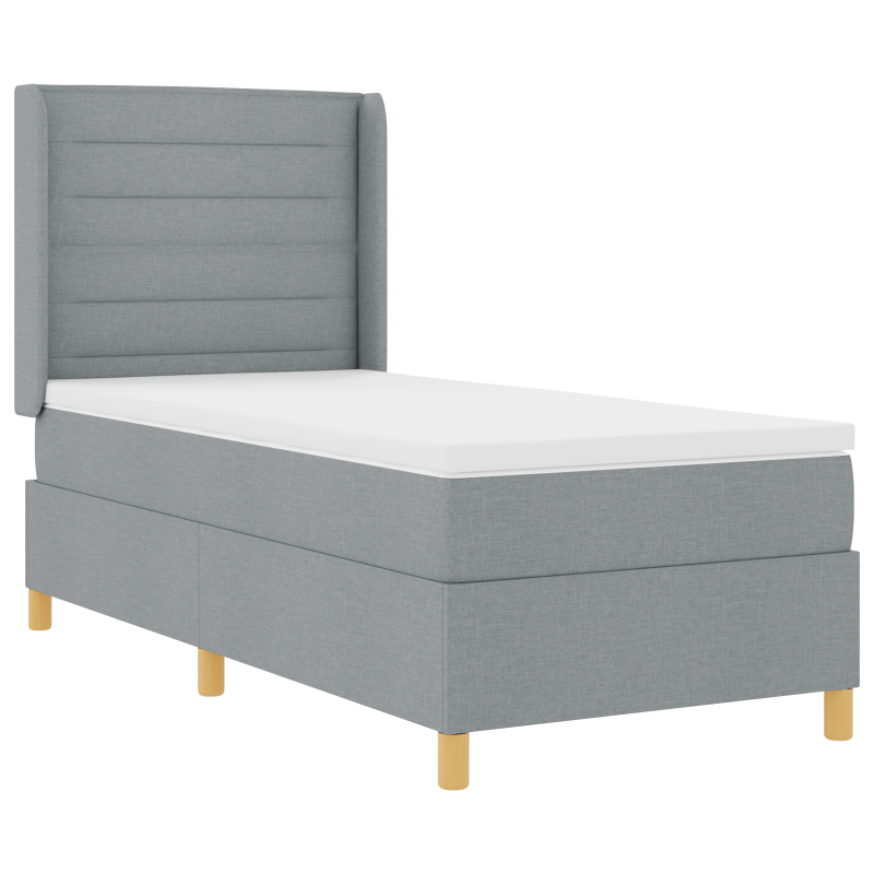 Boxspringbett mit Matratze & LED Licht Grau 90x200 cm Stoff