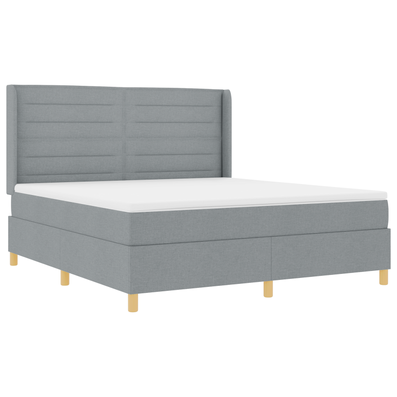 Boxspringbett mit Matratze und LED Licht Grau 180x200 cm Stoff