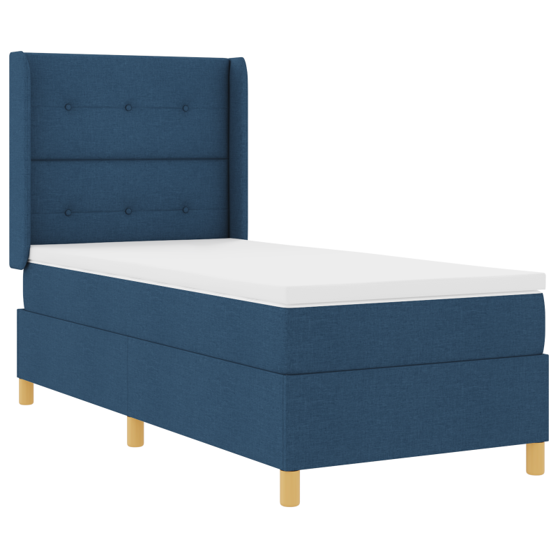Boxspringbett mit Matratze und LED Blau 90x200 cm Stoff
