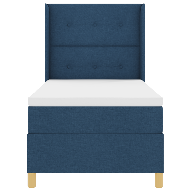 Boxspringbett mit Matratze und LED Blau 90x200 cm Stoff