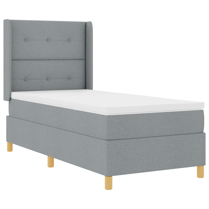 Boxspringbett mit Matratze & LED Licht Grau 100x200 cm Stoff