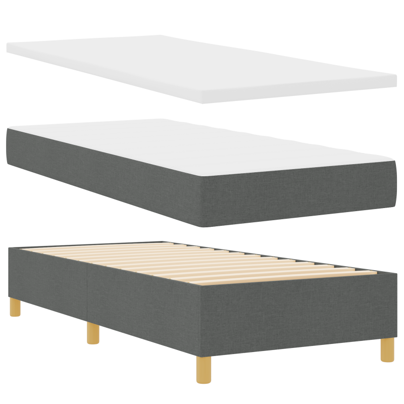 Boxspringbett mit Matratze & LED Dunkelgrau 100x200 cm Stoff