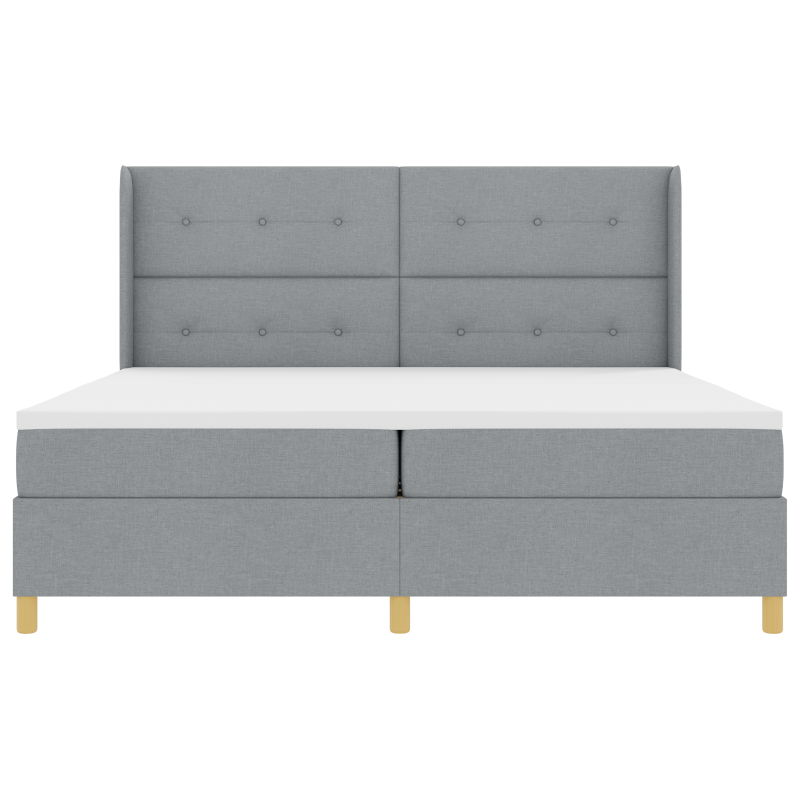 Boxspringbett mit Matratze & LED Licht Hellgrau 200x200 cm Stoff