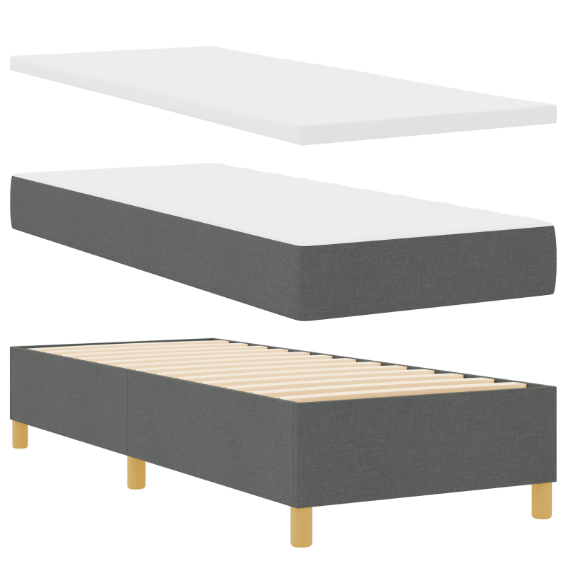 Boxspringbett mit Matratze und LED Dunkelgrau 80x200 cm Stoff