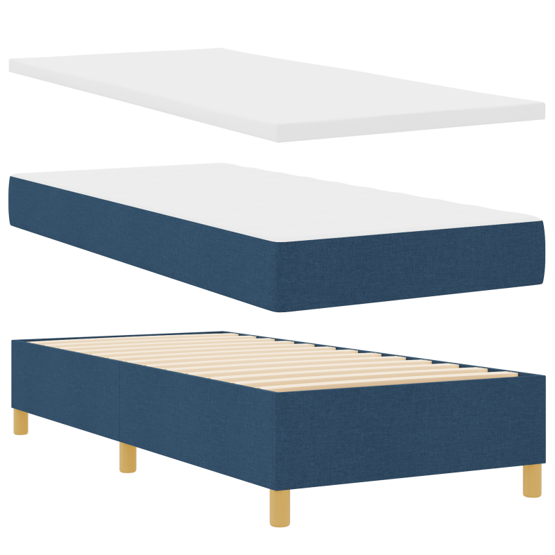 Boxspringbett mit Matratze & LED Blau 90x200 cm Stoff