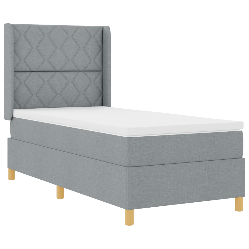 Boxspringbett mit Matratze & LED Licht Hellgrau 100x200 cm Stoff