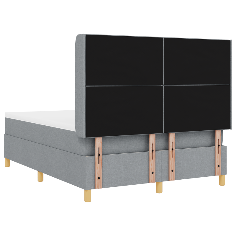 Boxspringbett mit Matratze & LED-Licht Grau 140x200 cm Stoff