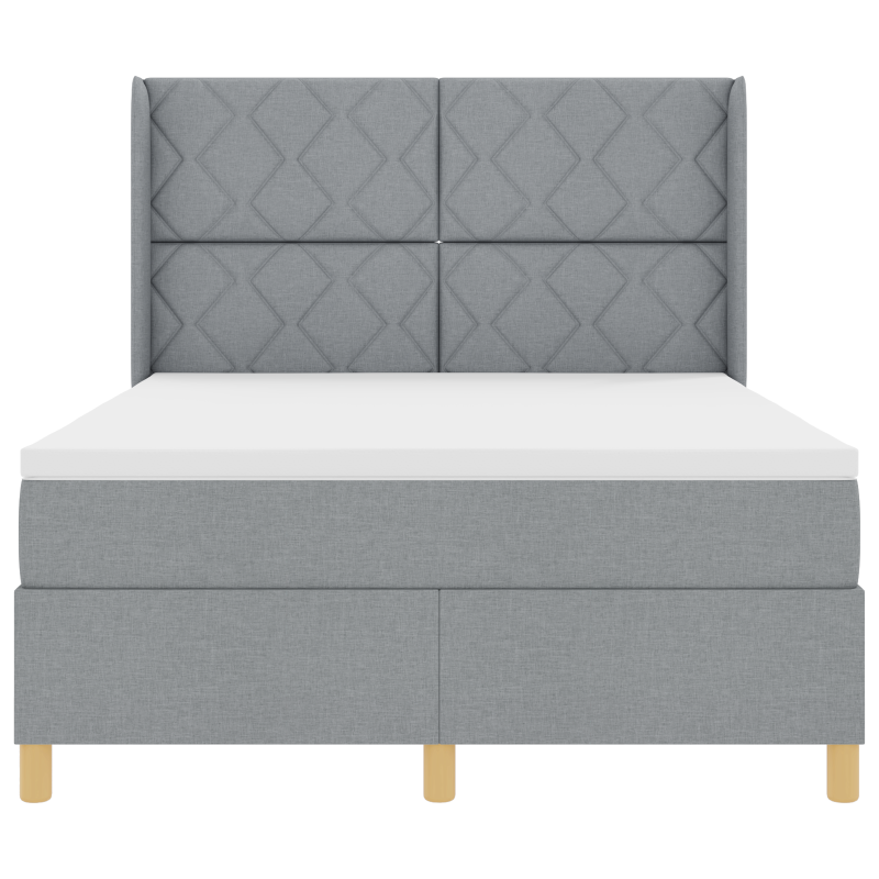 Boxspringbett mit Matratze & LED-Licht Grau 140x200 cm Stoff