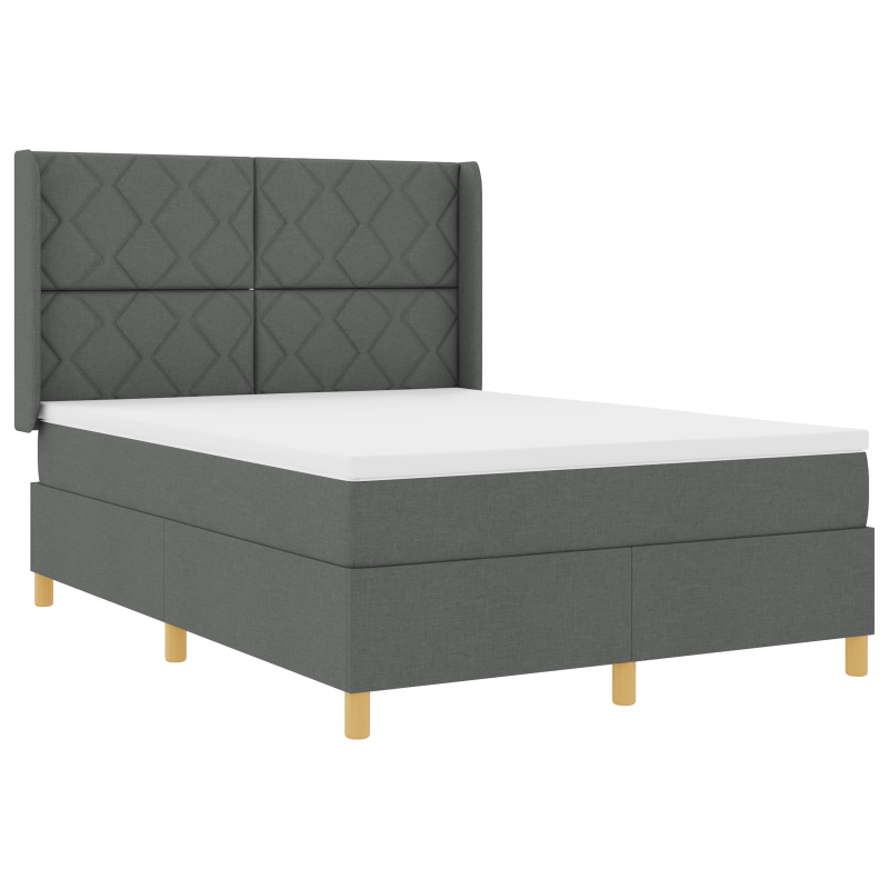 Boxspringbett mit Matratze & LED Dunkelgrau 140x200 cm Stoff