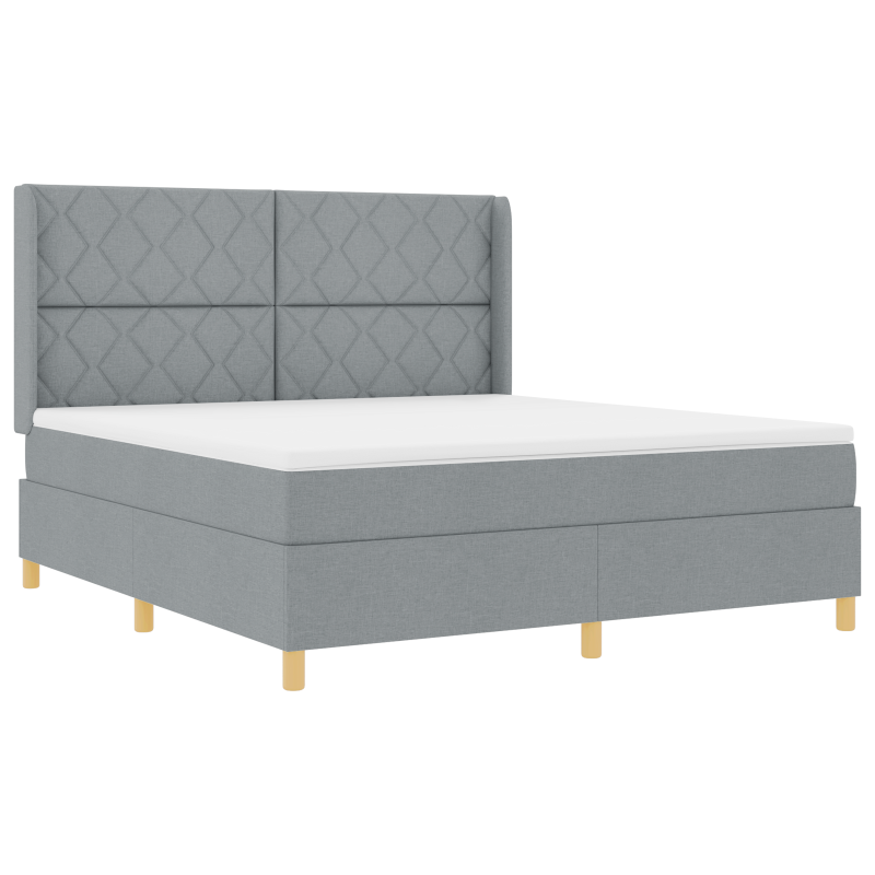 Boxspringbett mit Matratze und LED-Licht Grau 180x200 cm Stoff