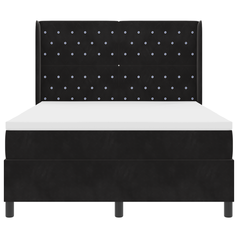 Boxspringbett mit Matratze & LED Schwarz 160x200 cm Samt