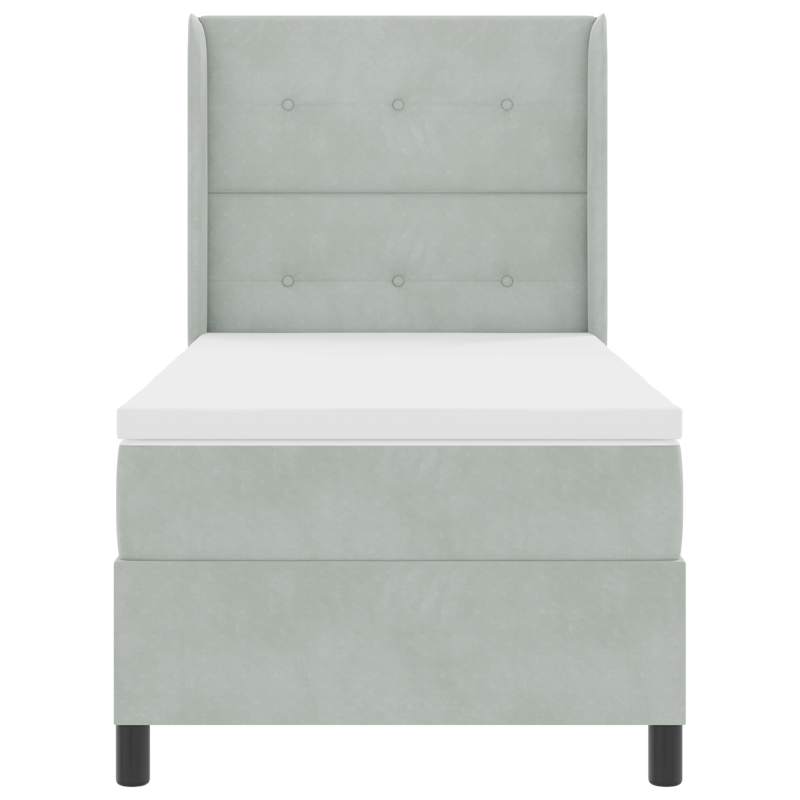 Boxspringbett mit Matratze und LED Licht Grau 100x200 cm Samt