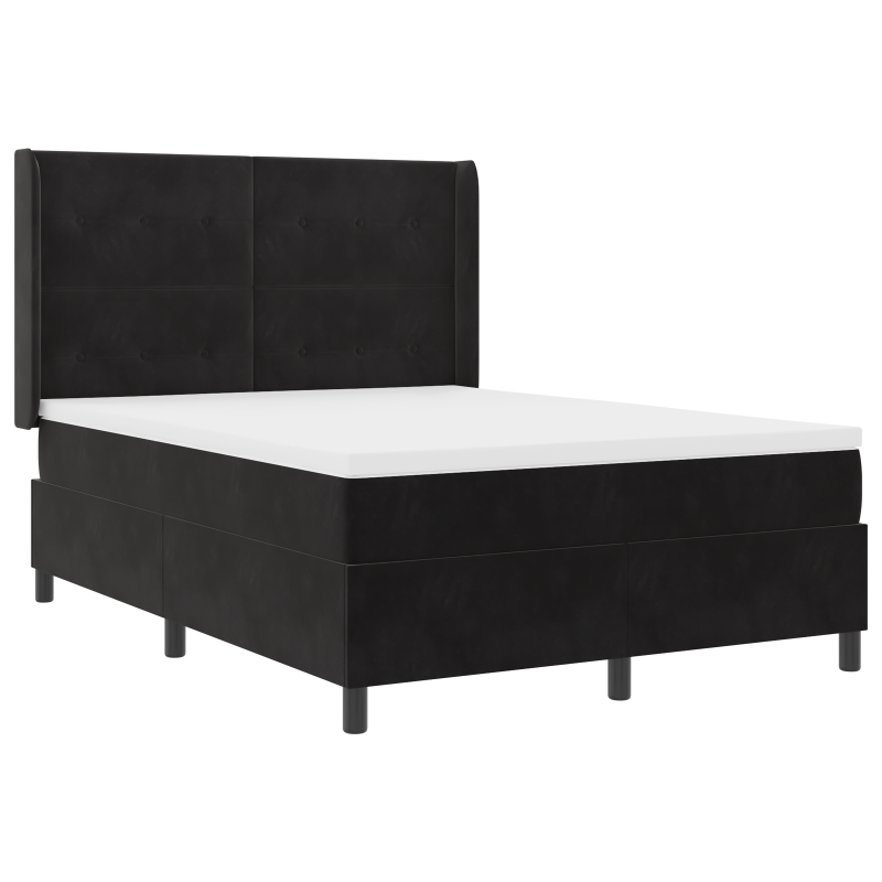 Boxspringbett mit Matratze & LED Schwarz 160x200 cm Samt