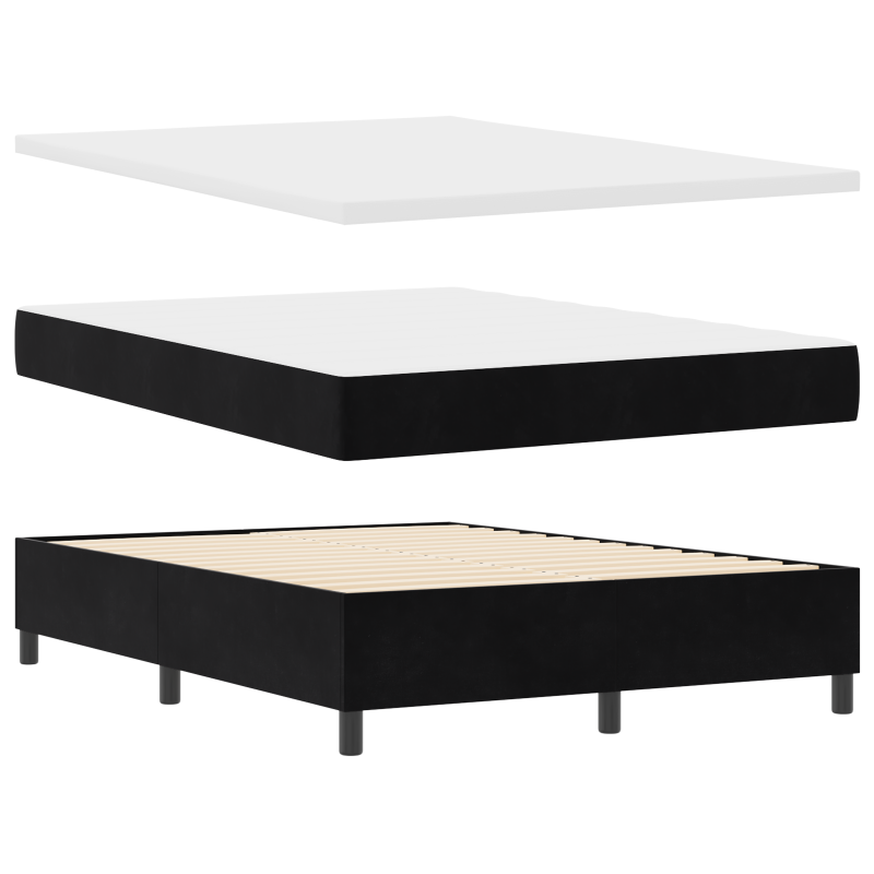 Boxspringbett mit Matratze & LED Schwarz 160x200 cm Samt
