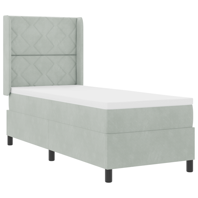 Boxspringbett mit Matratze & LED Hellgrau 80x200 cm Samt