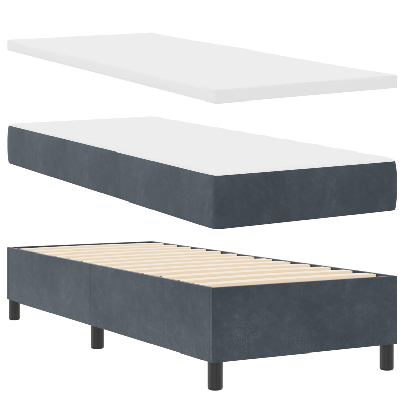Boxspringbett mit Matratze & LED Dunkelgrau 80x200 cm Velours