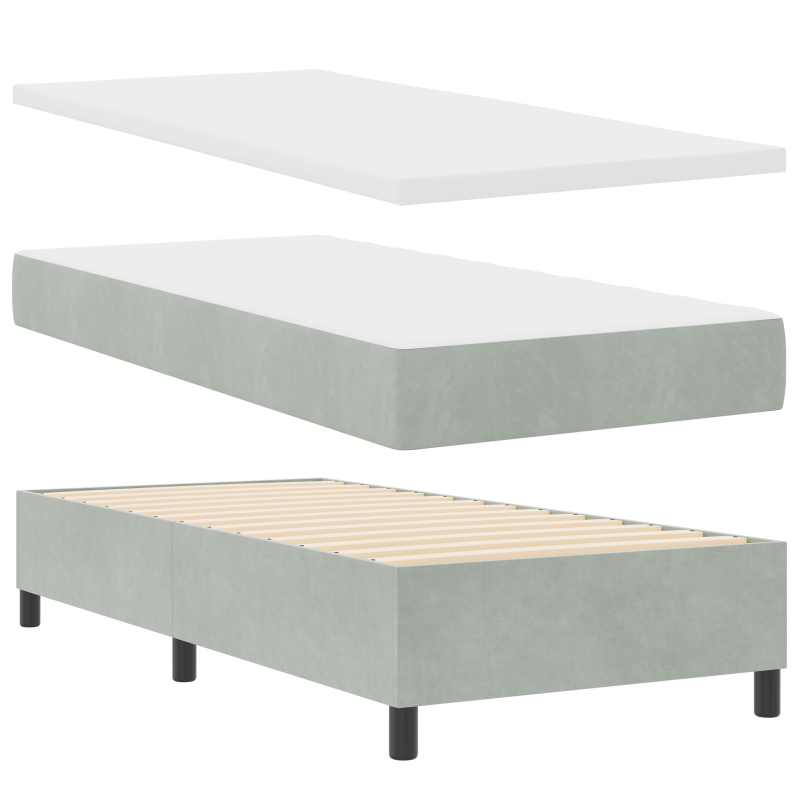 Boxspringbett mit Matratze & LED Licht Hellgrau 90x200 cm Samt