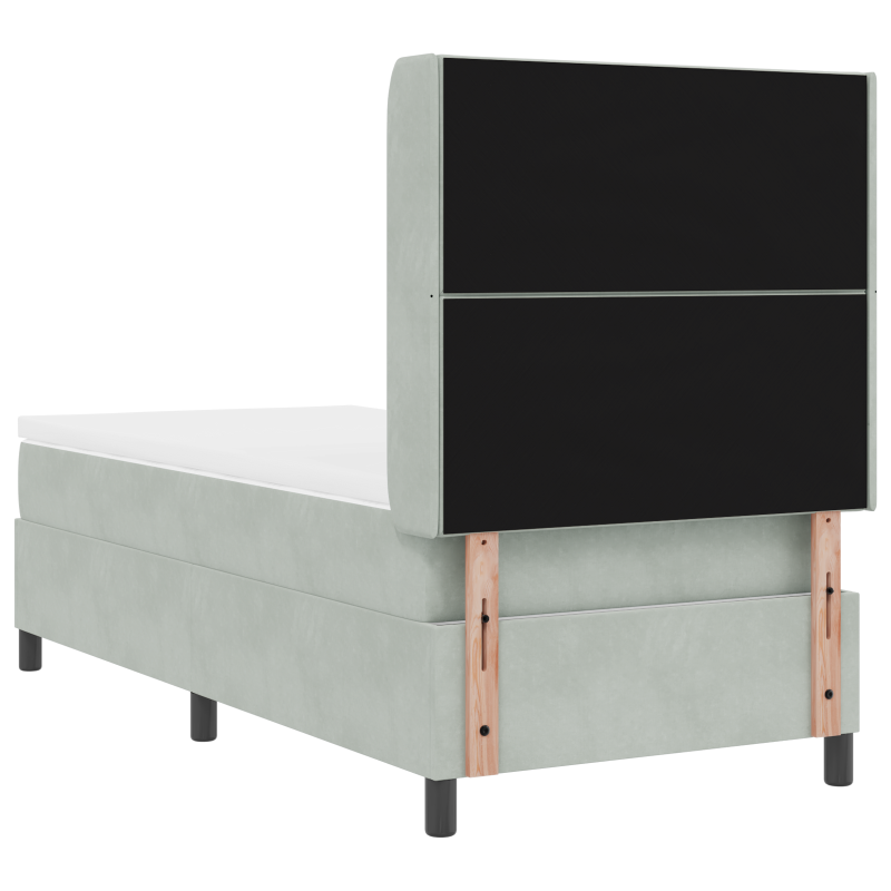 Boxspringbett mit Matratze & LED Licht Hellgrau 90x200 cm Samt