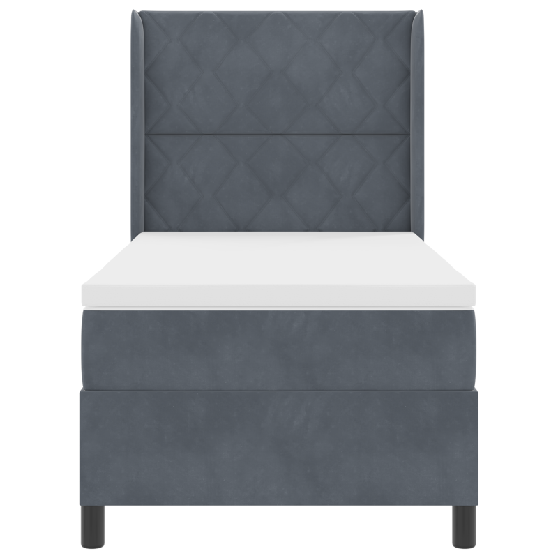 Boxspringbett mit Matratze und LED Dunkelgrau 90x200 cm Samt