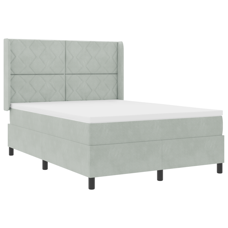 Boxspringbett mit Matratze & LED Licht Grau 140x200 cm Samt