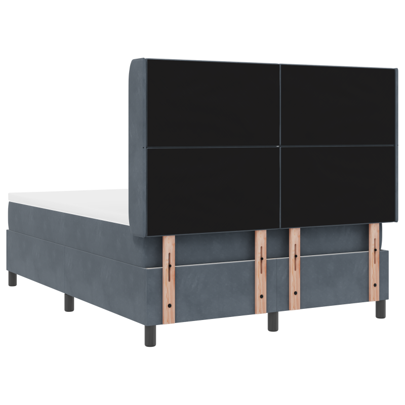Boxspringbett mit Matratze & LED Dunkelgrau 140x200 cm Velours