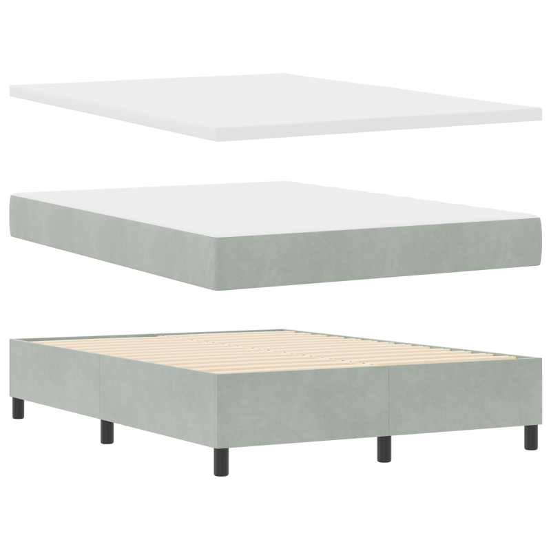 Boxspringbett mit Matratze & LED Hellgrau 160x200 cm Samt