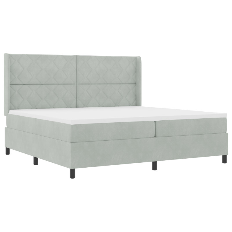 Boxspringbett mit Matratze & LED Licht Grau 200x200 cm Samt