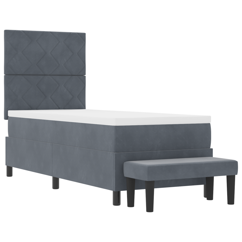Boxspringbett mit Matratze & Bank Dunkelgrau 80x200 cm Samt