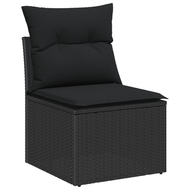 10-teiliges Garten Sofa Set mit Kissen Beige Poly Rattan