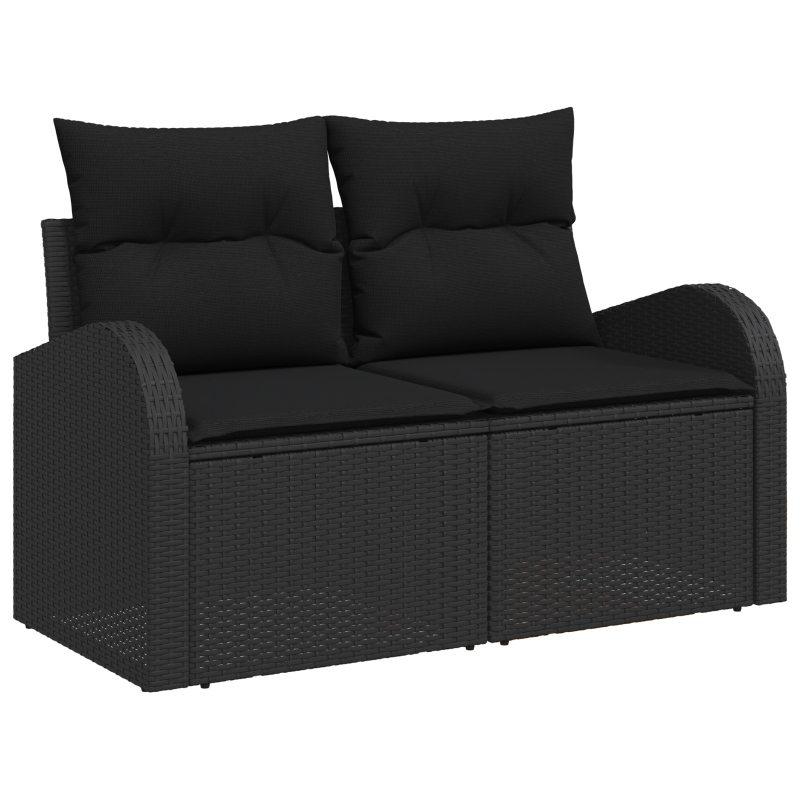 10-teiliges Garten Sofa Set mit Kissen Beige Poly Rattan