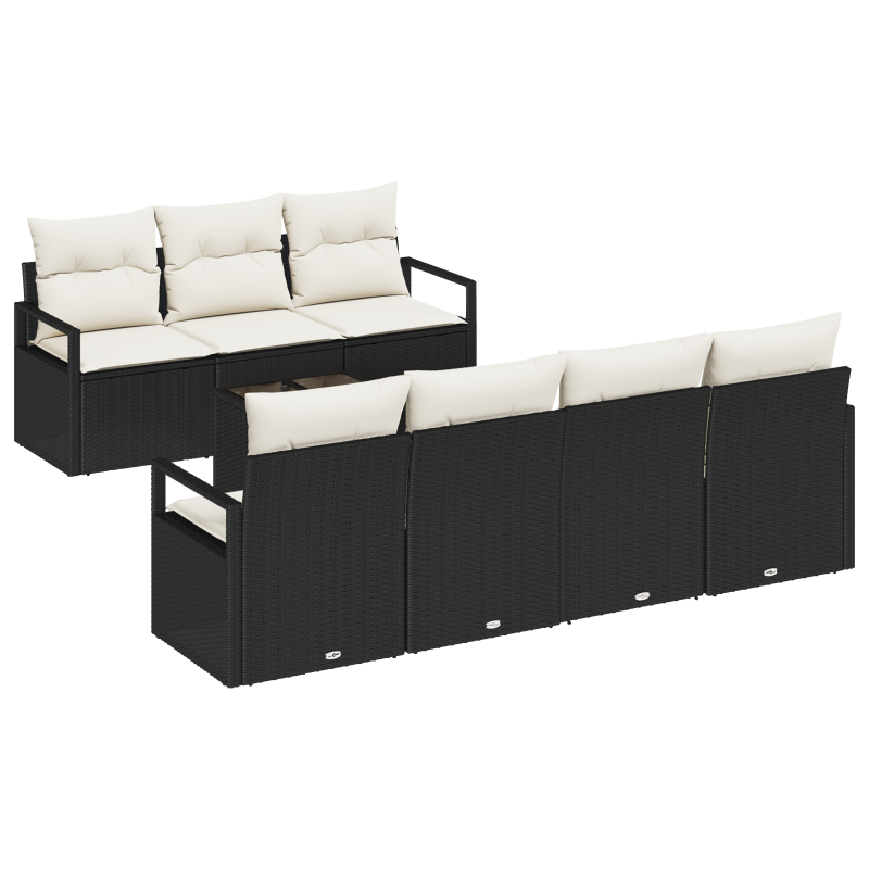 4-teiliges Garten Sofa Set mit Kissen Beige Poly Rattan
