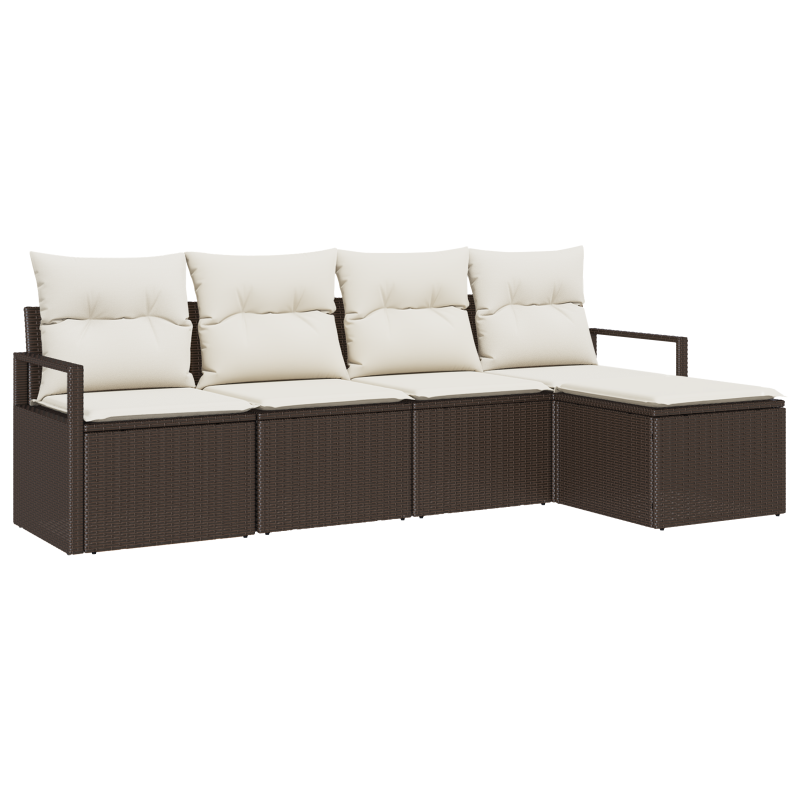 5-teiliges Garten Sofaset mit Kissen Braunes Poly Rattan