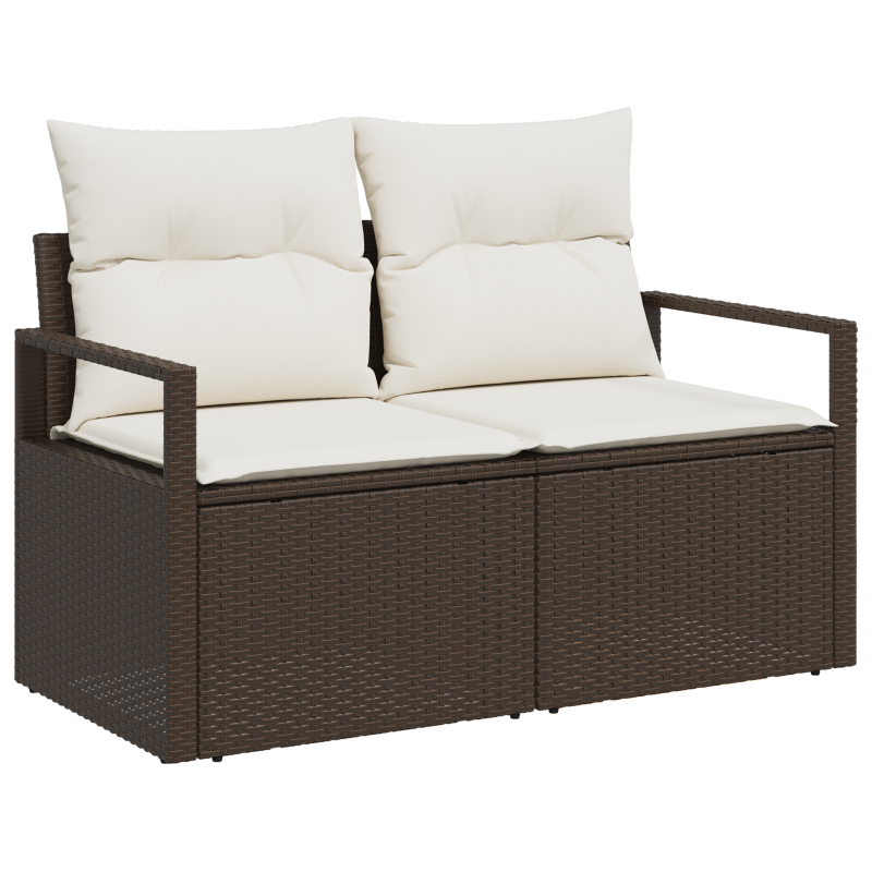 10-teilige Garten Sofa Set mit Kissen Beige Poly Rattan