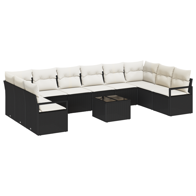 8-teiliges Garten Sofa Set mit Kissen in Schwarz, Poly Rattan