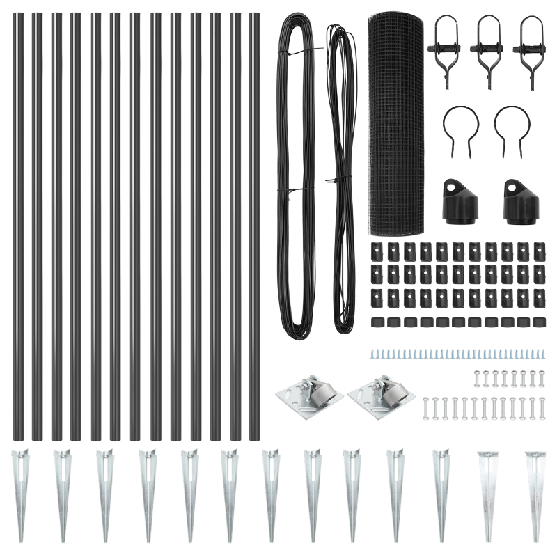Geflochtener Drahtzaun mit 13 Spike-Posts Grau 0,8x25 m Stahl