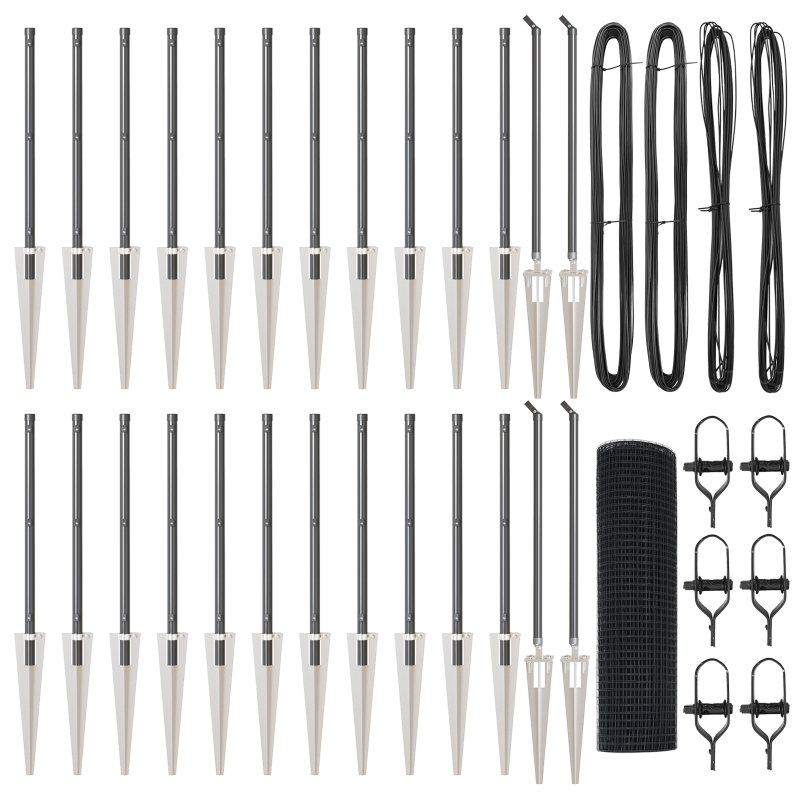 Geschweißter Drahtzaun mit 13 Spike-Posts Grau 0.8x50 m Stahl