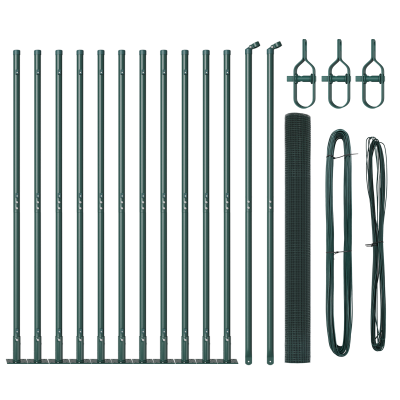 Stahl-Zaunpfosten-Set Set aus 2 Grün Pulverbeschichteter Stahl