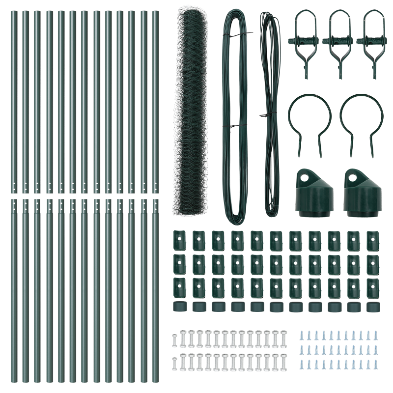 Zaunset Set aus 2 Grün Metall 25 x 1,2 m Langlebig Außenzaun