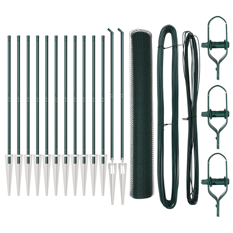 Zaun Set 2-teilig Dunkelgrün Metall 25 Meter x 1 Meter Masche