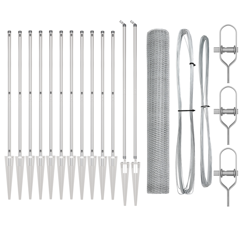 Zaunset 2-teilig Feuerverzinkter Stahl 25 Meter Langlebig