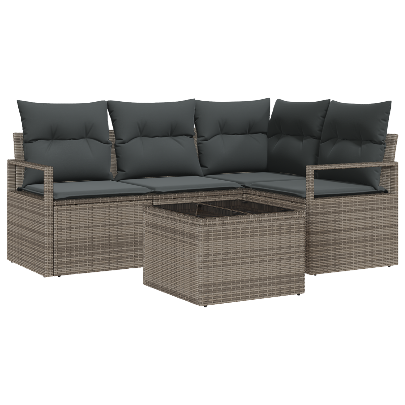 4-teiliges Garten Sofa Set mit Kissen Schwarz Poly Rattan