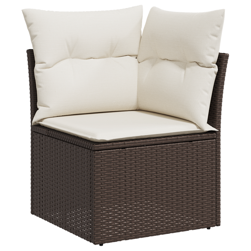 10-teiliges Garten Sofa Set mit Kissen Beige Poly Rattan